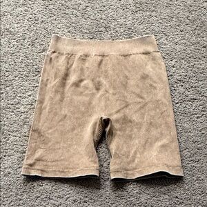 Tan Ribbed Shorts + Tank Athletic Set